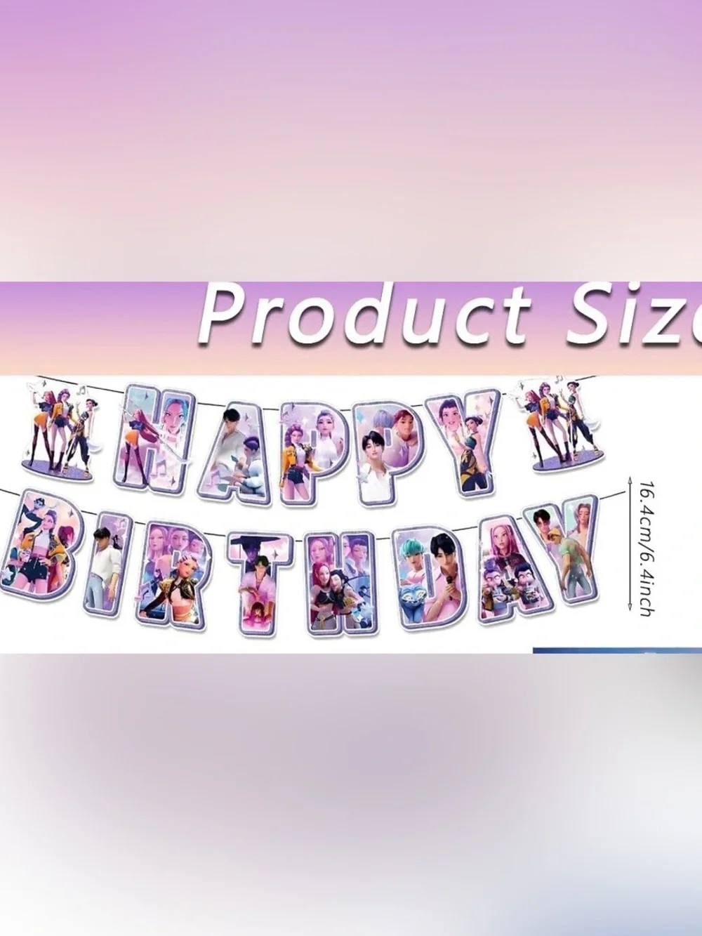 K Pop Demon Hunters Happy Birthday Party Backdrop Banner